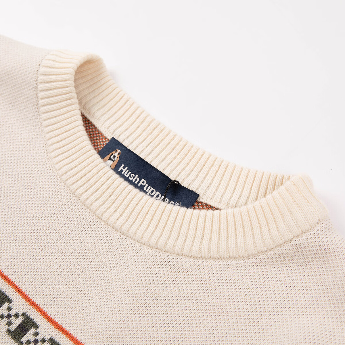 暇步士（Hush Puppies）童装儿童男女大童2025冬季新款圣诞节日系列童趣小鹿套头舒适线衣 奶油色 140 cm