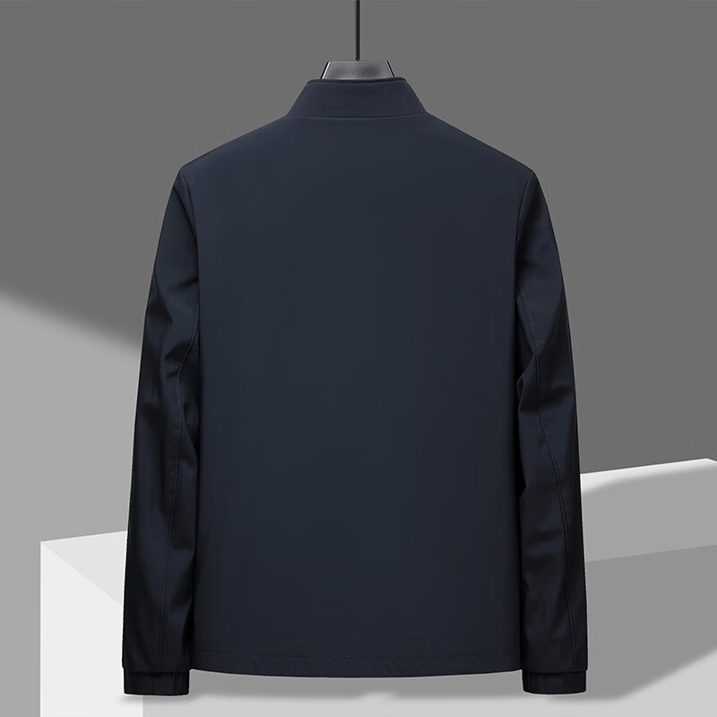 罗蒙(ROMON)男士立领外套2026春季新款商务休闲百搭纯色中青年爸爸装夹克衫 黑色 XL (建议体重135-150斤)