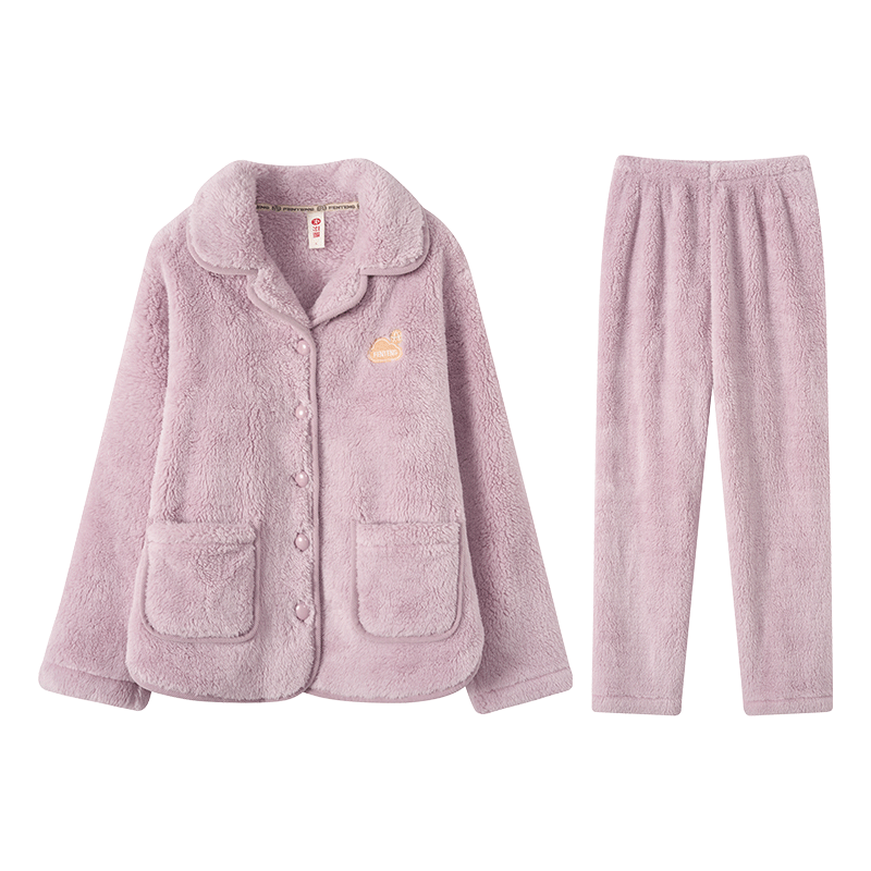 芬腾睡衣女双面暖绒防静电2025年新款保暖翻领开衫宽松情侣家居服 99.9元(需领券)