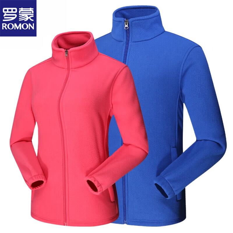 罗蒙户外抓绒衣男女 秋冬季加绒加厚摇粒绒冲锋衣内胆运动保暖外套 男款彩蓝色 XL