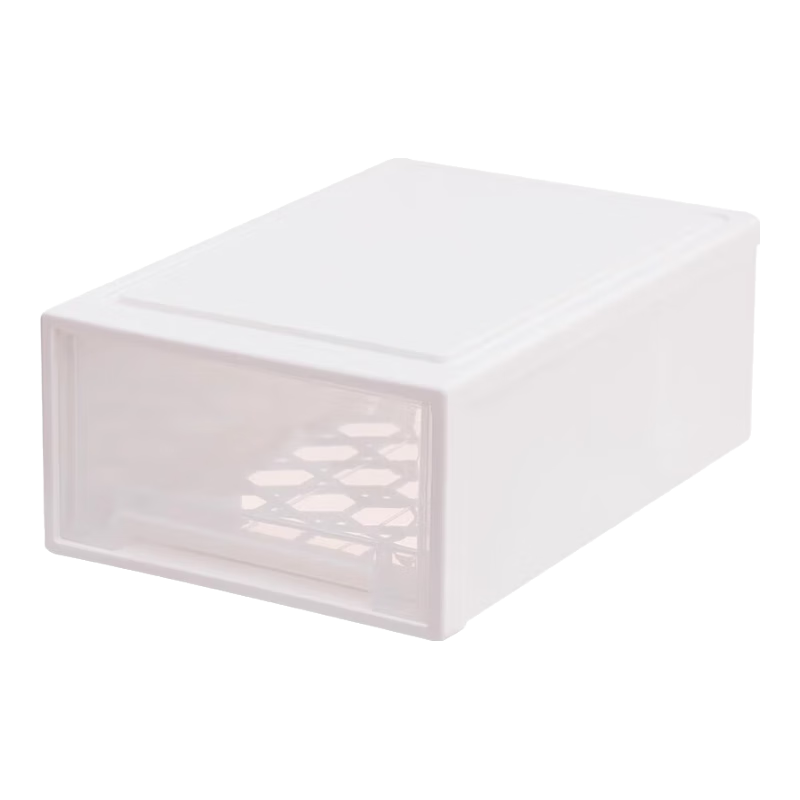 创宙 抽屉式收纳箱塑料透明衣柜收纳盒衣物储物柜子衣服收纳神器整理箱 27*18*10cm 【5L】 白色透明/一个装