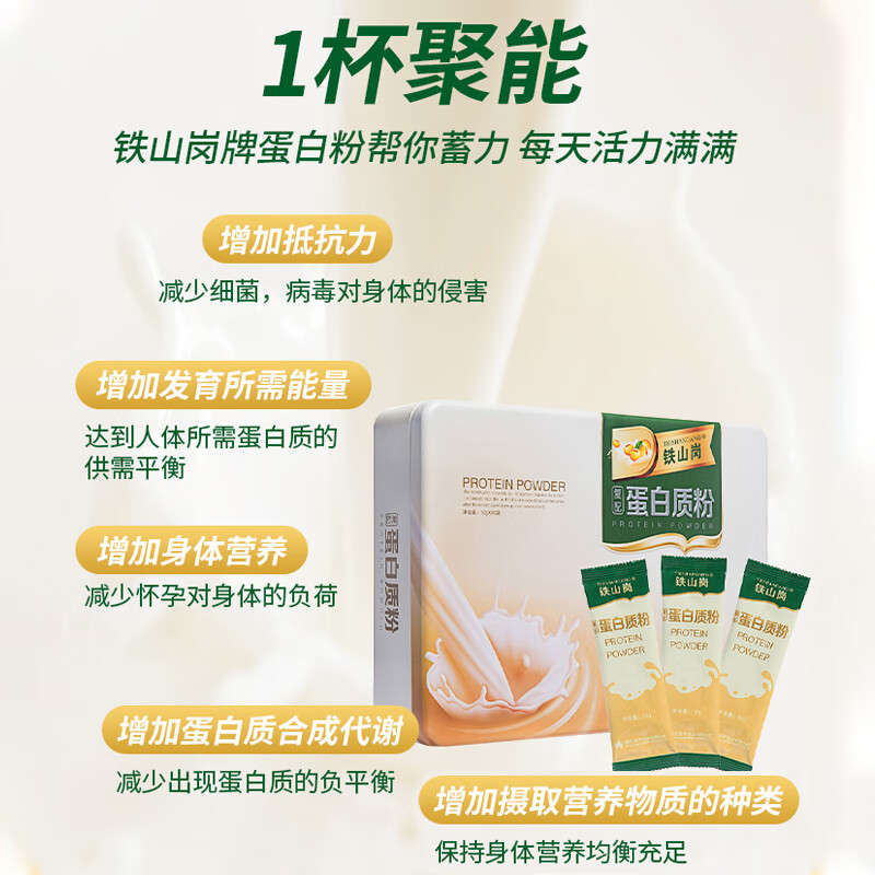 森山铁山岗蛋白质粉固体饮料乳清蛋白粉 中老年营养品 健身营养粉 礼盒装 500g*1盒 【10g/支*50包】