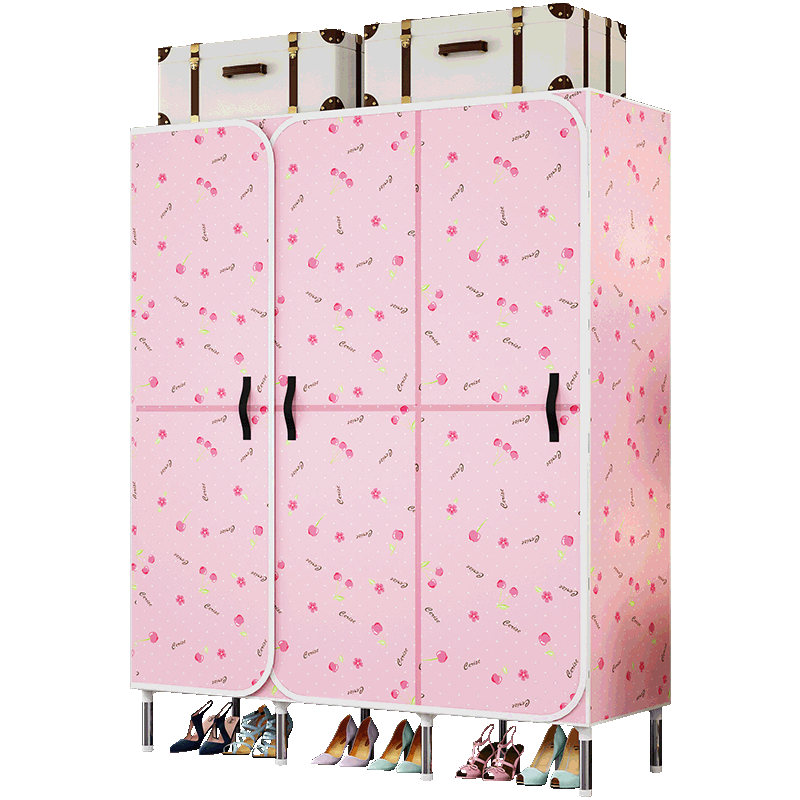 旺家星衣柜简易布艺衣柜收纳双人开门组装钢架钢管加厚加粗大号牛津布衣橱不是实木