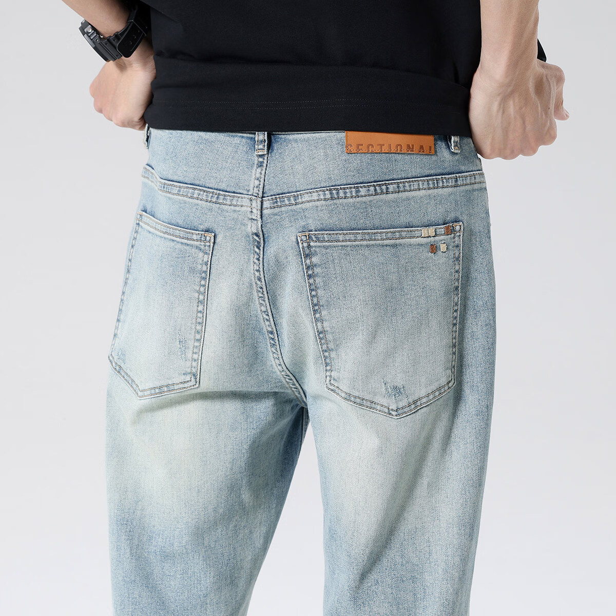 布衣传说牛仔裤合集 原色九分牛仔裤男款宽松锥形休闲长裤子 蓝色12089 32