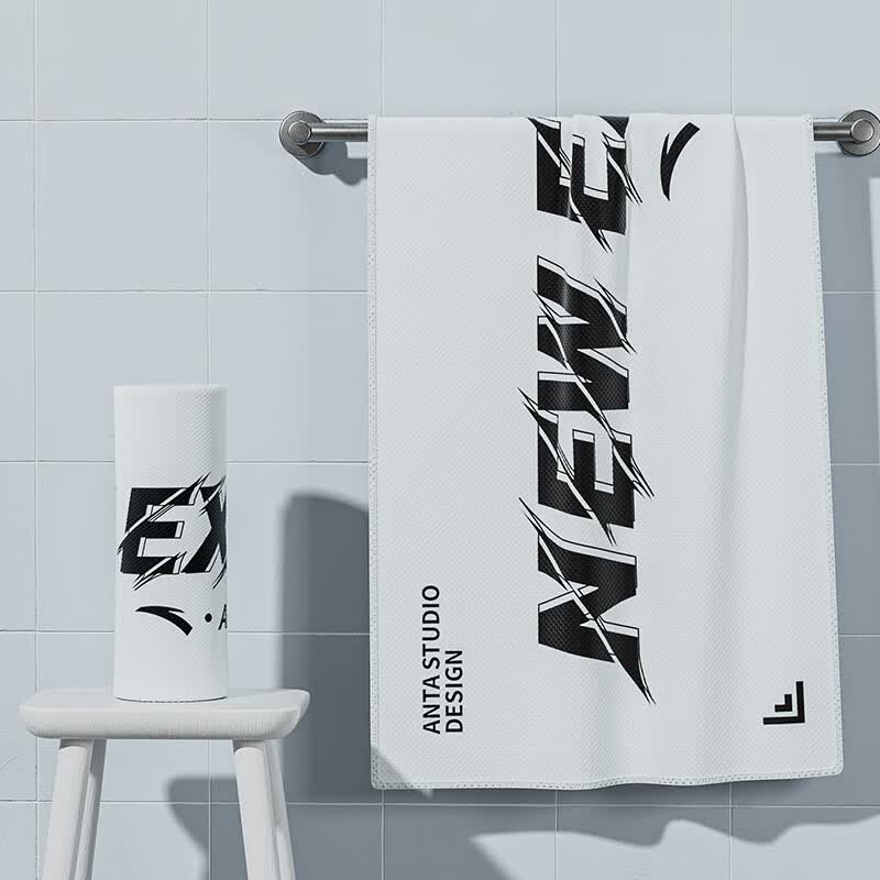 安踏冷感运动毛巾男女夏季健身房羽毛球运动吸汗速干擦汗冰凉毛巾 字母黑【运动速干 冰感吸汗】 【100*30】