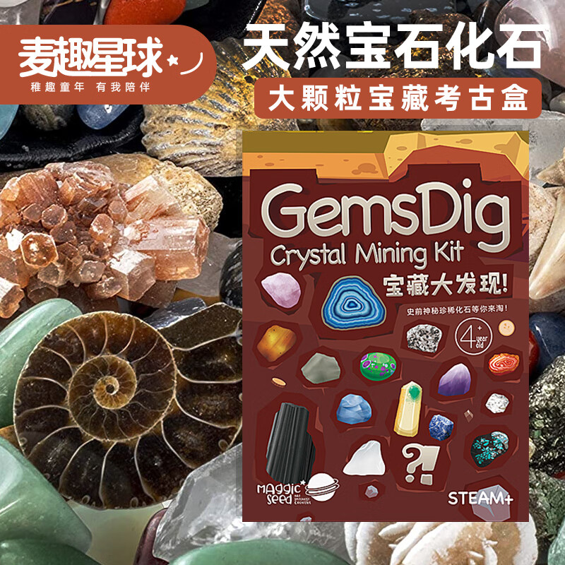 麦趣星球儿童考古挖掘玩具挖宝石化石挖宝藏寻宝男孩新年礼物宝藏大发现