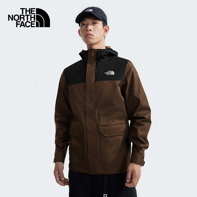 The North Face北面冲锋衣男户外防风防水单层硬壳外套8AUK 棕色/5EX L