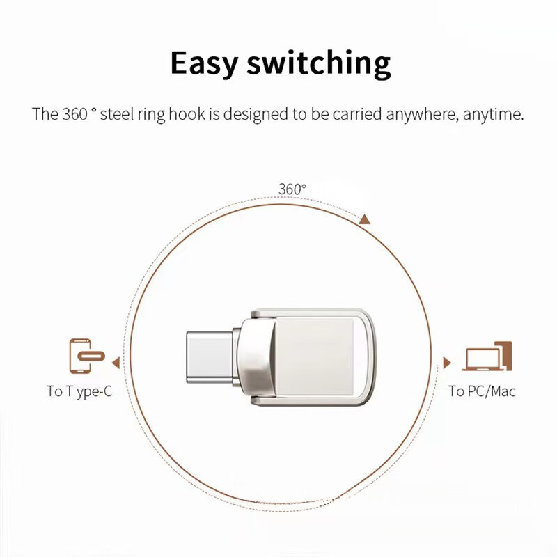 【甄选好物】手机u盘二合一Type-C安卓扩容1TB2TBU盘电脑usb3.1车 USB2.0+TYPE-C【银色】 1MB 【不建议购买】