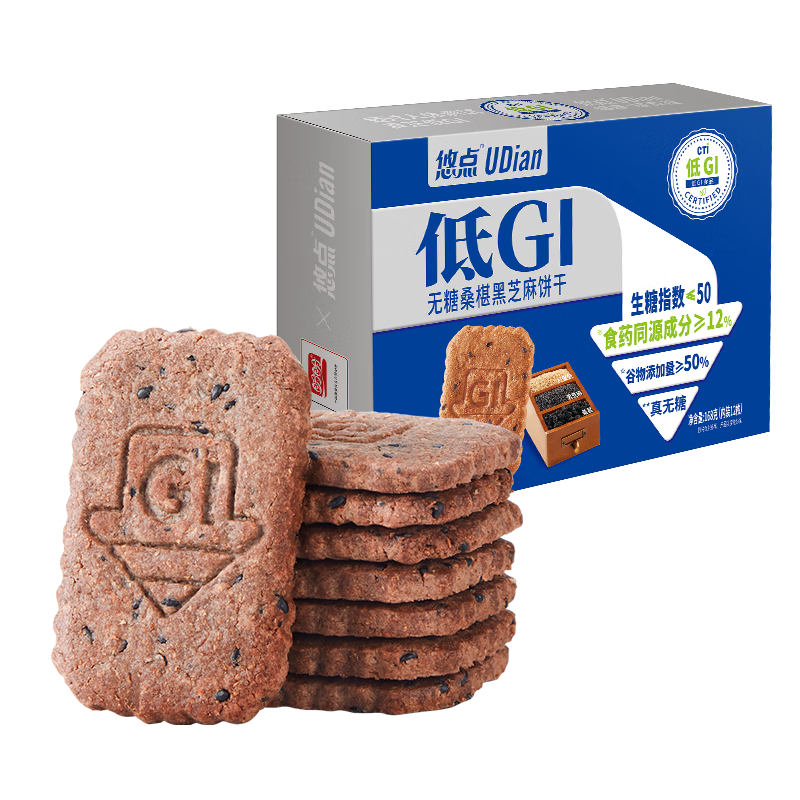 盼盼低GI桑葚芝麻粗糧餅干 無(wú)糖餅干早餐休閑零食全麥飽腹 168g/盒