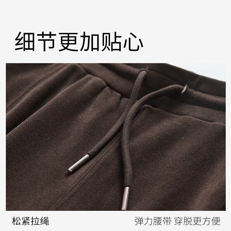 千奈美德绒秋冬女士休闲保暖裤家居裤 麻黑色 L (165/72A)