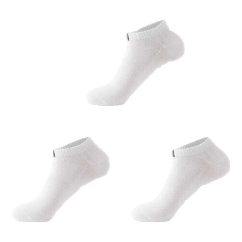 猫人袜子男短袜夏季薄款抗菌吸汗防臭脚网眼男款袜子夏天男士短筒船袜 白色5双 均码