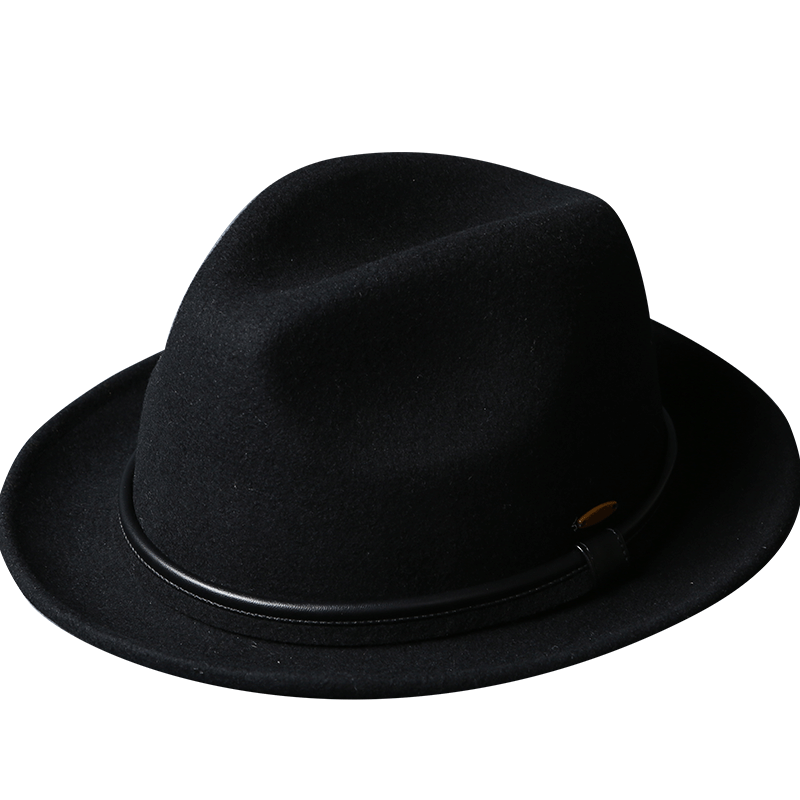 Mr DUCK手工制 高檔100%細羊毛男士禮帽上海灘黑色帽子 大小碼紳士爵士帽