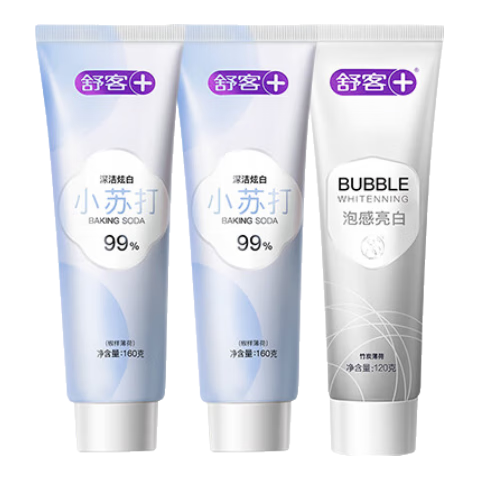 舒客小蘇打牙膏美白去黃護齦清新口氣智感煥白牙漬煙漬男女開(kāi)學(xué) 【熱賣(mài)組合】小蘇打美白牙膏*3支