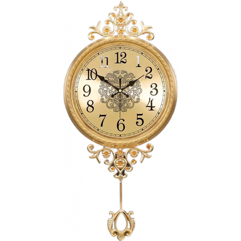 凱恩斯（KAIENSI）歐式黃銅掛鐘客廳家居高端豪華墻面裝飾掛鐘美國現(xiàn)代無障礙豪華掛 238A_小號搖擺款-金屬黃盤【品牌長續(xù)航機(jī)芯】 新款【黃銅匠心打造】