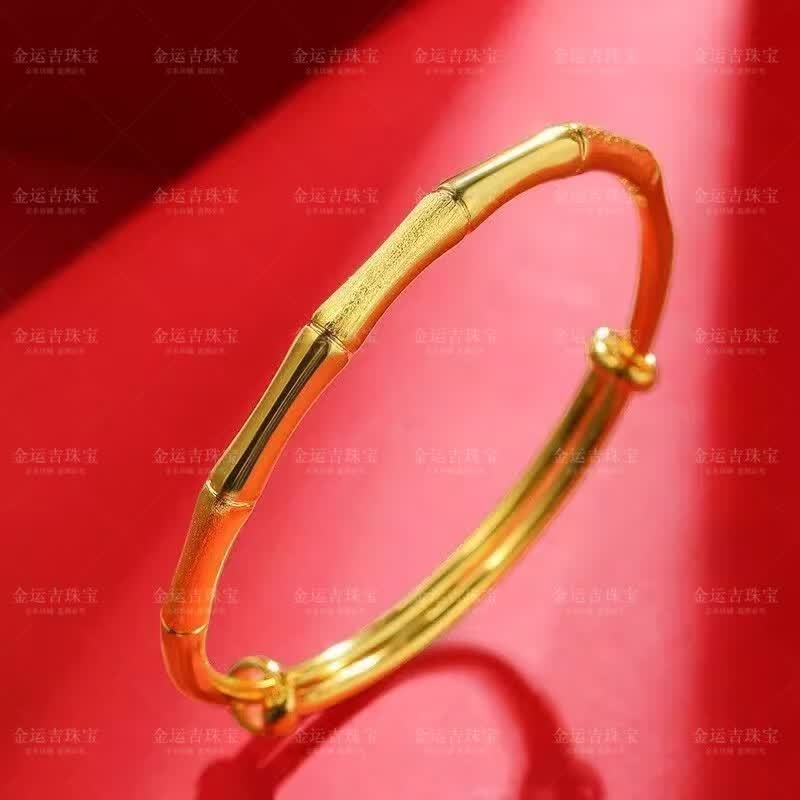 金运吉黄金竹节推拉手镯9999足金包银节节高升实心推拉可调节手环送礼物 竹节推拉手镯 包金1.5克