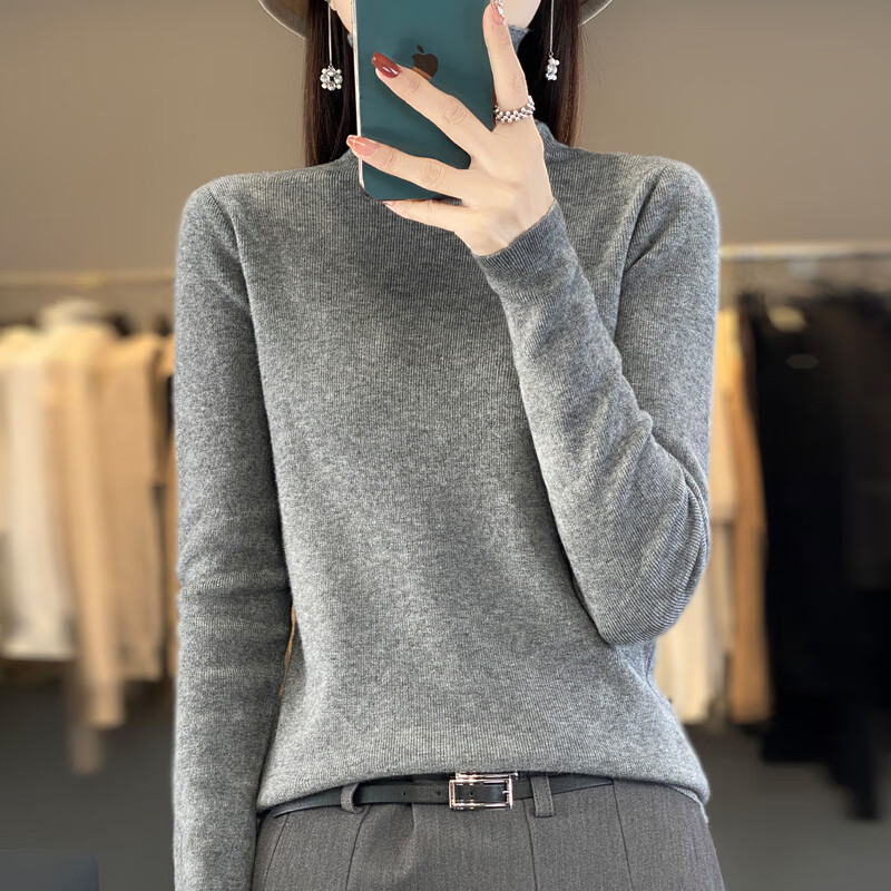 香影芬秋冬高领套头毛衣女2025新款高级感一线成衣堆堆领内搭加厚打底衫 白色 XL (建议115-125斤)