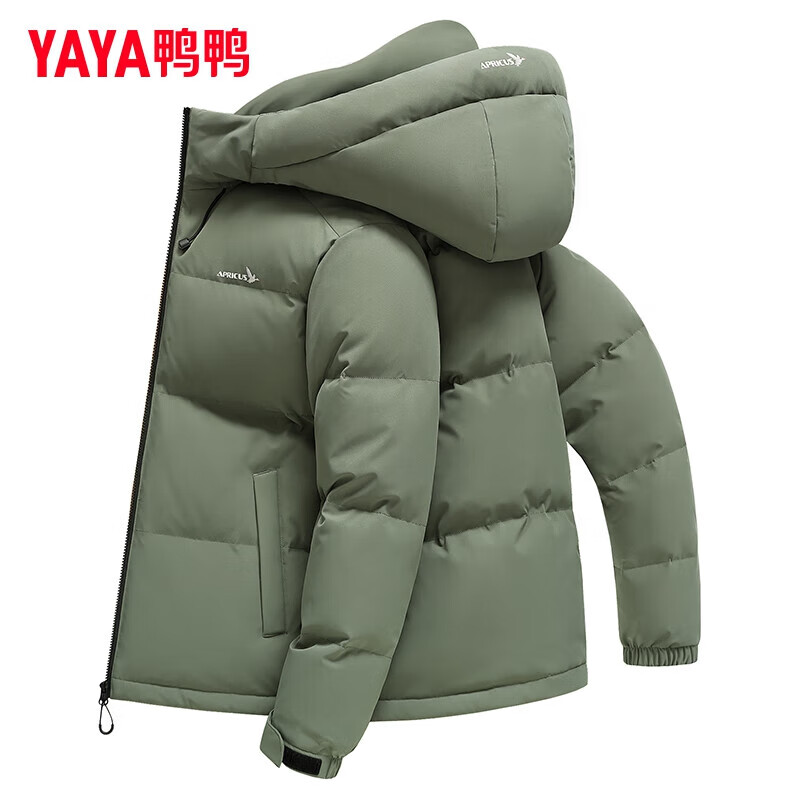 鸭鸭(YAYA)羽绒服男士短款2025冬季新款时尚舒适百搭商务休闲加厚面包服外套 黑色 S 165