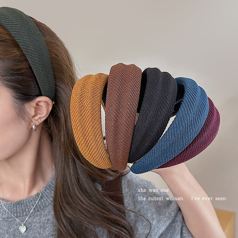 清晨的星星韩国东大门纯色宽边发箍女款高级感百搭头箍头饰秋冬洗脸发卡发饰 蓝色