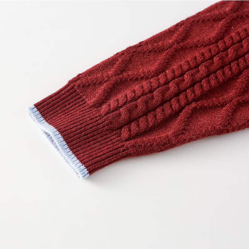 棉花堂（cottontown）【抗静电】棉花堂男童毛衣春秋新款儿童秋冬针织衫男孩打底线衣 酒红 160 160/76