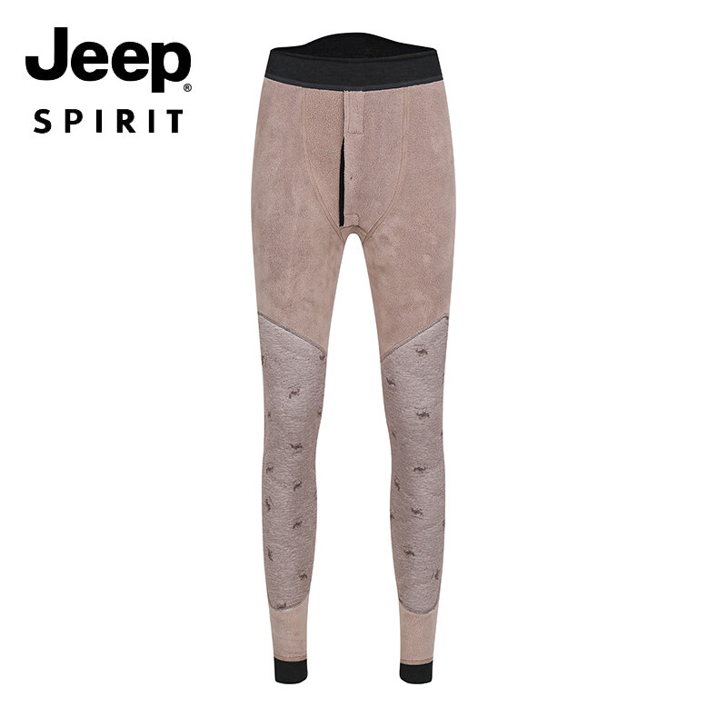 JEEP SPIRIT高个子加长版保暖裤男士加绒加厚款棉裤青少年高中生大码德绒秋裤 薄绒款/加长110cm L (100-135斤)