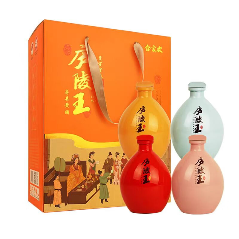 廬陵王黃酒 房縣黃酒洑汁12度合家歡正宗糯米酒500ml*4壇禮品整箱裝 淺黃色 廬陵王房縣黃酒洑汁合家歡正宗糯米酒