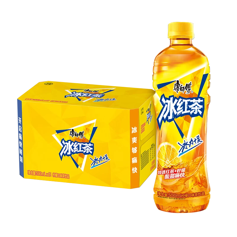 康师傅 冰红茶 柠檬味茶饮料 整箱量贩装 500ml*15瓶
