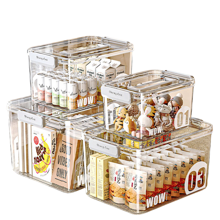登比加厚透明收纳箱家用手提衣服玩具零食书本大容量整理盒塑料储物筐