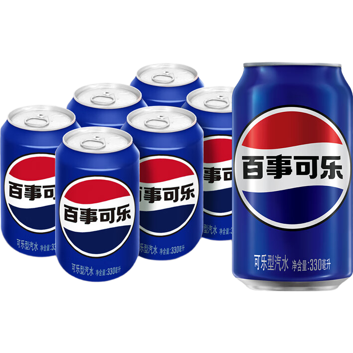 百事可乐 Pepsi 碳酸饮料汽水原味 330ml*6听 整箱装