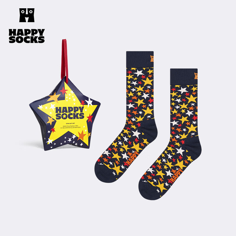 Happy Socks【25年秋冬新品】潮牌ins风圣诞袜礼盒多巴胺棉袜中筒男女袜 星星 均码 36-40 京东折扣/优惠券