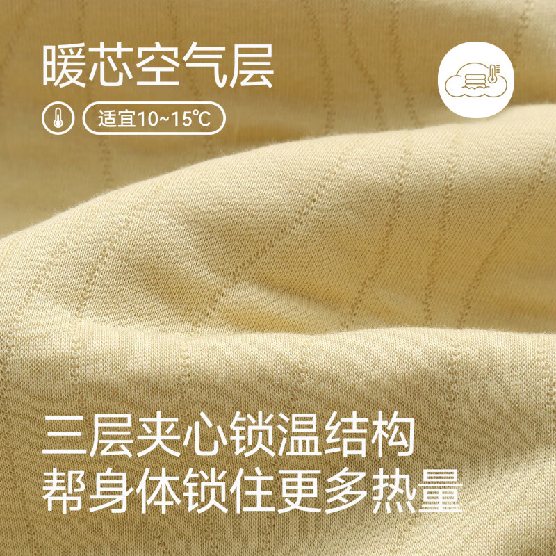 芬腾情侣睡衣秋冬季纯棉空气棉夹层男女士长袖保暖家居服冬天套装 豆黄【单女款】 XL 建议:女124-142,男146-165斤