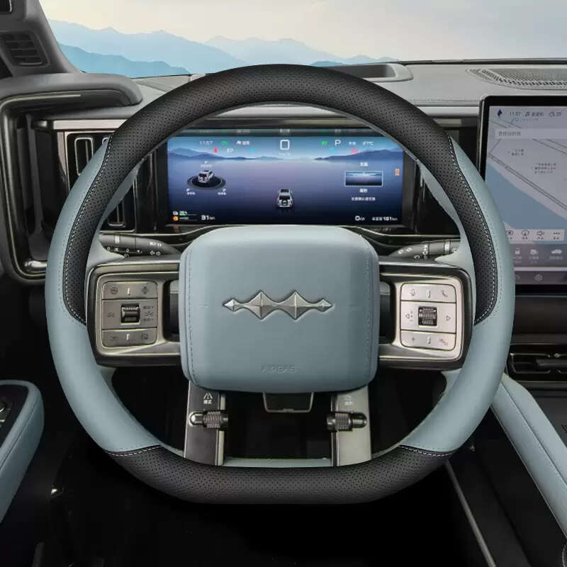 语森忆方程豹5方程豹8方向盘套豹5豹8智驾版专用内饰改装超薄四季 方程豹专用黑+野麦黄套式超薄