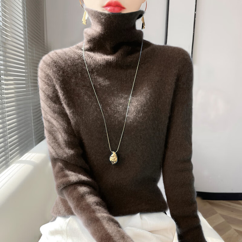 香影芬秋冬高领套头毛衣女2025新款高级感一线成衣堆堆领内搭加厚打底衫 白色 XL (建议115-125斤)