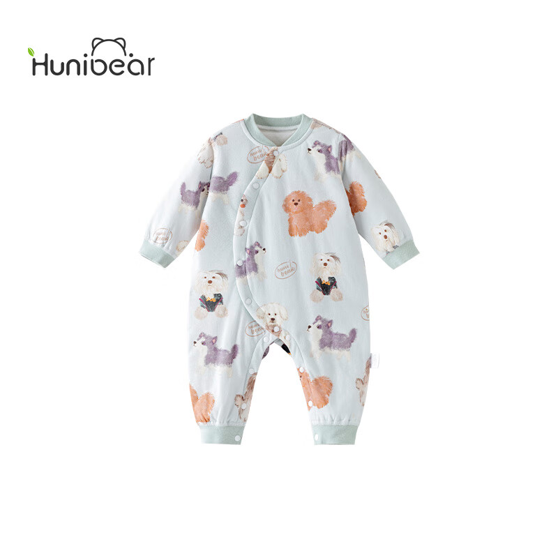 欢喜小熊 宝宝连体衣婴幼儿抗菌防螨衣服新生儿冬季夹棉保暖哈衣婴儿爬服 狗狗星球 【7A抗菌 防螨】 80cm