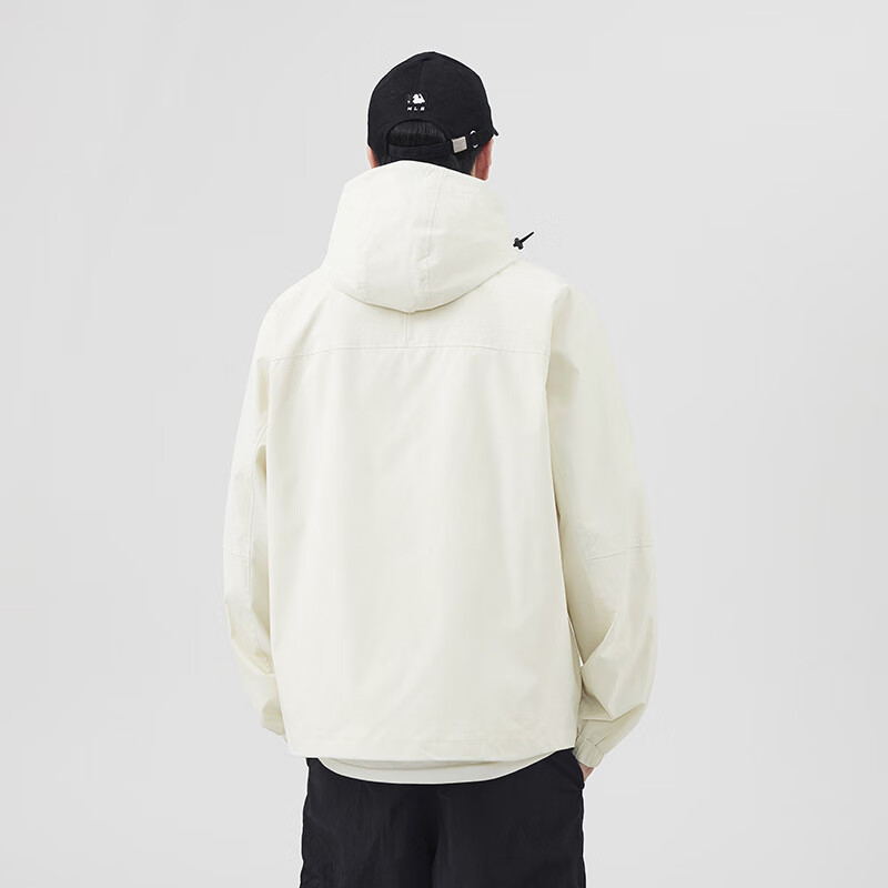 仓石一树户外冲锋夹克男士春秋季宽松套头潮流立领拉链连帽休闲上衣外套 榛果灰 4XL (200-220斤)