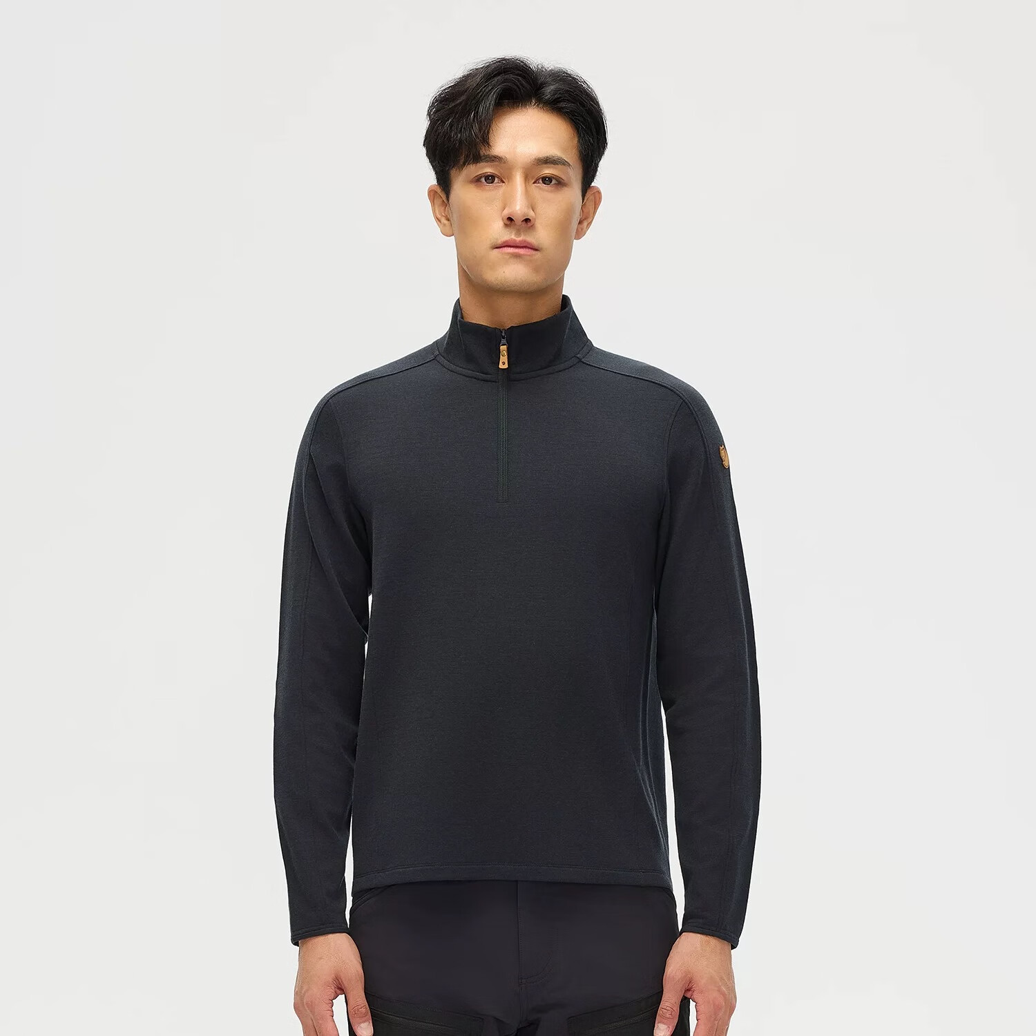 FJALLRAVEN北极狐秋冬男士羊毛混纺抓绒衣加绒保暖立领套头衫042521028 550黑色 M 【AM】