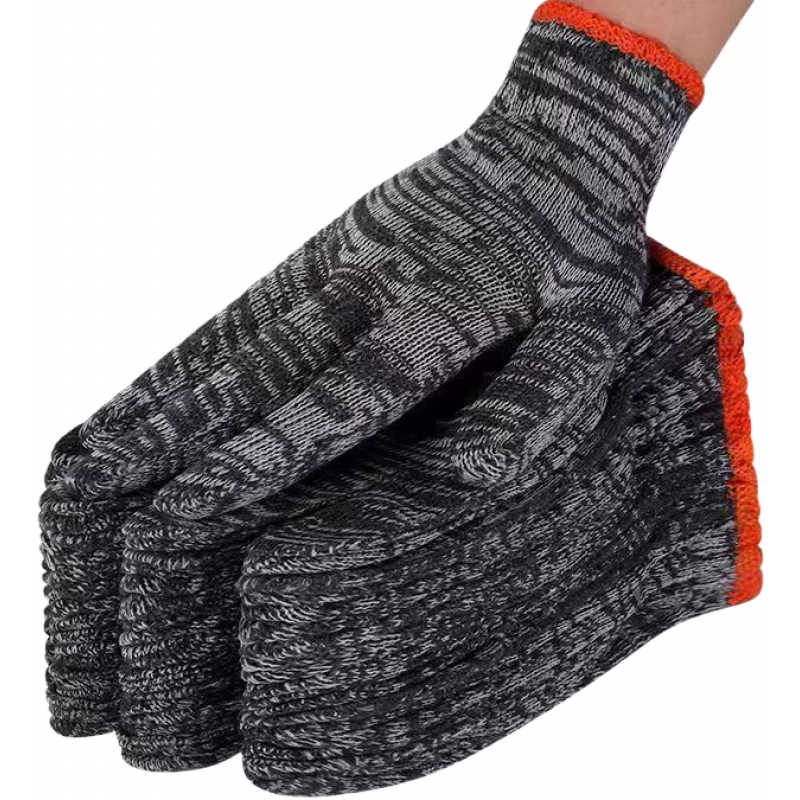 户外工作劳保手套 耐脏款灰黑纱*4双 全指手套