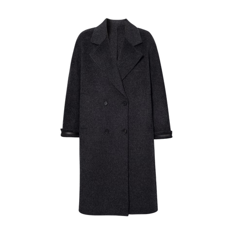 詩凡黎（‘S EIFINI）孟子義代言綿羊毛翻領(lǐng)長款大衣2025冬新款駝絨蠶絲雙面呢氣質(zhì)外套 灰色 S