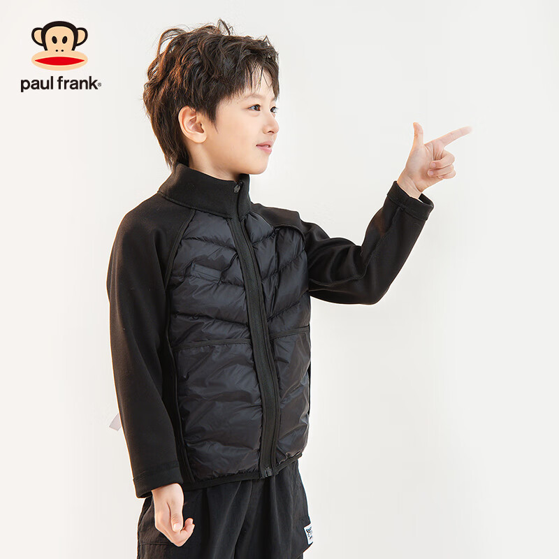 大嘴猴（paul frank）童装儿童羽绒服2025秋冬款女男女童羽绒内胆洋气保暖舒适轻薄外套 黑色 110
