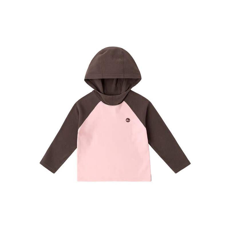嘟嘟家宝宝长袖T恤连帽洋气春秋儿童上衣撞色休闲秋装女童运动时髦百搭 粉色 110