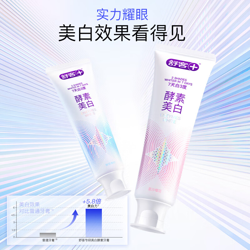 舒客酵素牙膏美白牙齿去烟渍防蛀护龈清新口气高档正品 星沙樱花香型120g*1