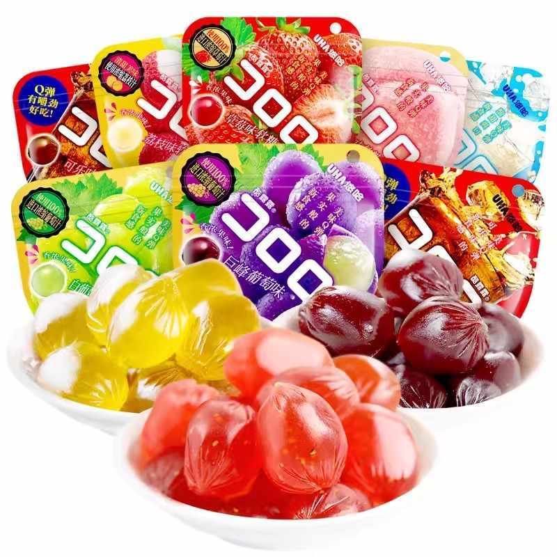 悠哈軟糖酷露露COO果汁軟糖紫葡萄白桃味糖夾心網(wǎng)紅小零食52g*6包 3個(gè)口味各2袋【共6袋】