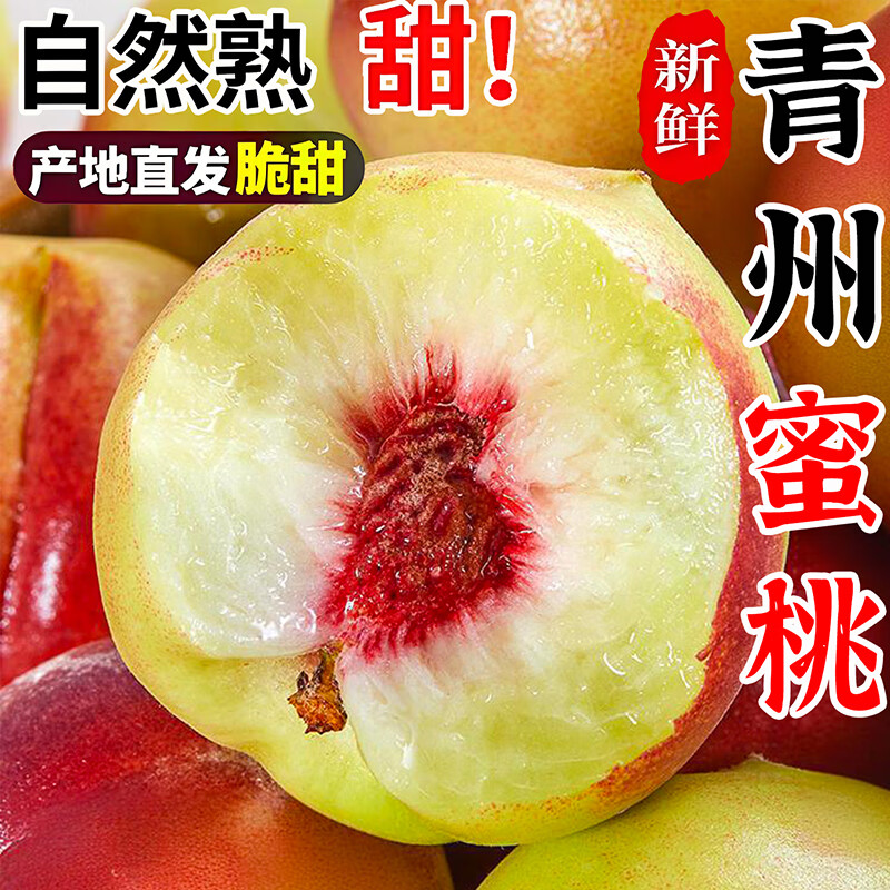 三萌果蔬山东青州蜜桃新鲜桃子毛桃甜桃青桃硬桃孕妇脆甜应季水果冬雪礼盒 5斤优选果【脆甜爽口】净4.5斤