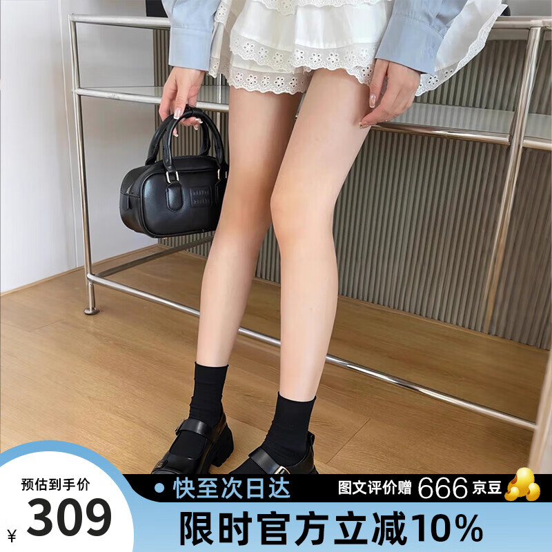 马克华菲厚底乐福鞋女2025夏季新款英伦风增高玛丽珍小皮鞋女 擦银色  37 