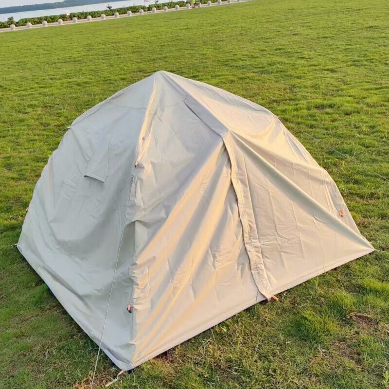 婕茵桐2.2*2米帐篷外帐防雨罩露营帐篷罩折叠便携野营过夜防暴风雨防晒 中号双开门深绿黑胶2.2*2*1.35米