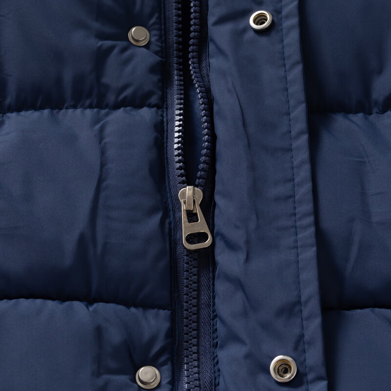 WELLKIDS儿童中长款棉衣厚款外套纯色韩版男童保暖棉服女孩冬季上衣潮 黑色格子 100