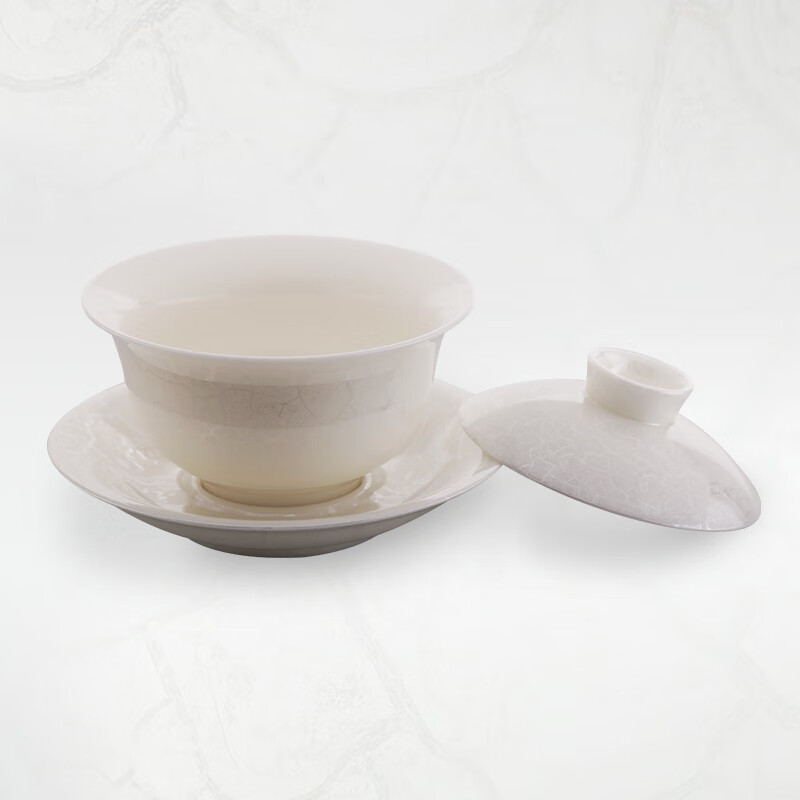 钰铨龙门 天工银珀银河盖碗 首创星珀流银德化传统中国白纯手工三才盖碗 天工银珀银河盖碗(首创收藏版)