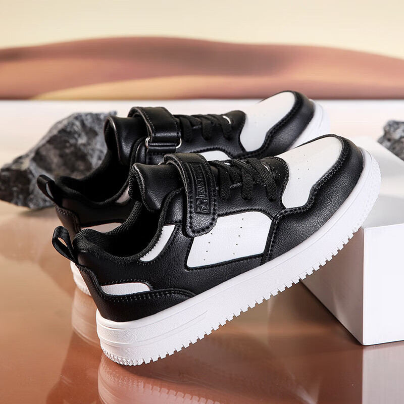 贝天熊儿童运动鞋男童2025年春秋款中大童跑步鞋网面透气校园户外鞋减震 790黑白【秋冬革面】 40 内长25.0/脚24.0