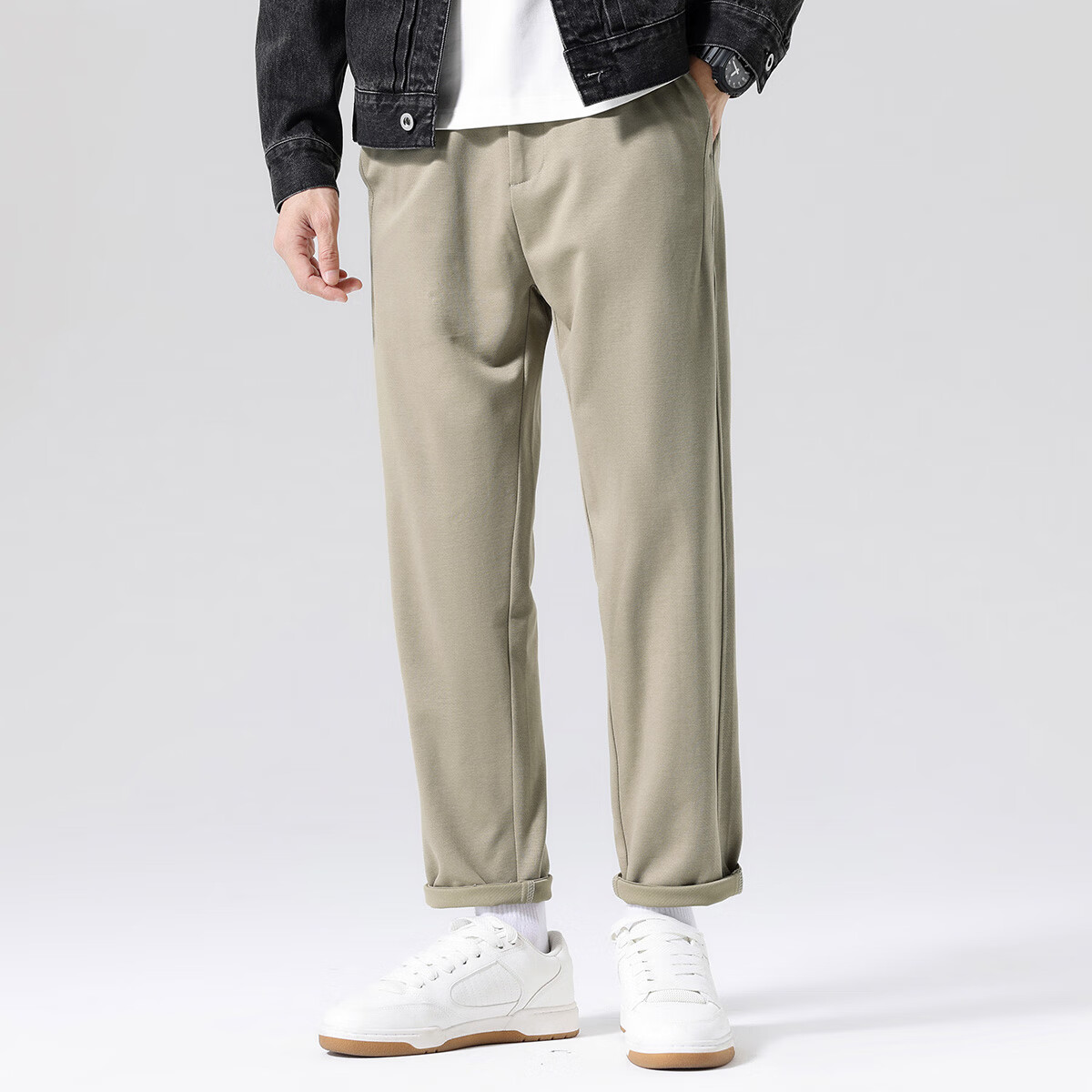 布衣传说 Lyocell天丝棉 春季九分休闲裤子男款宽松潮流锥形长裤 黑色 31