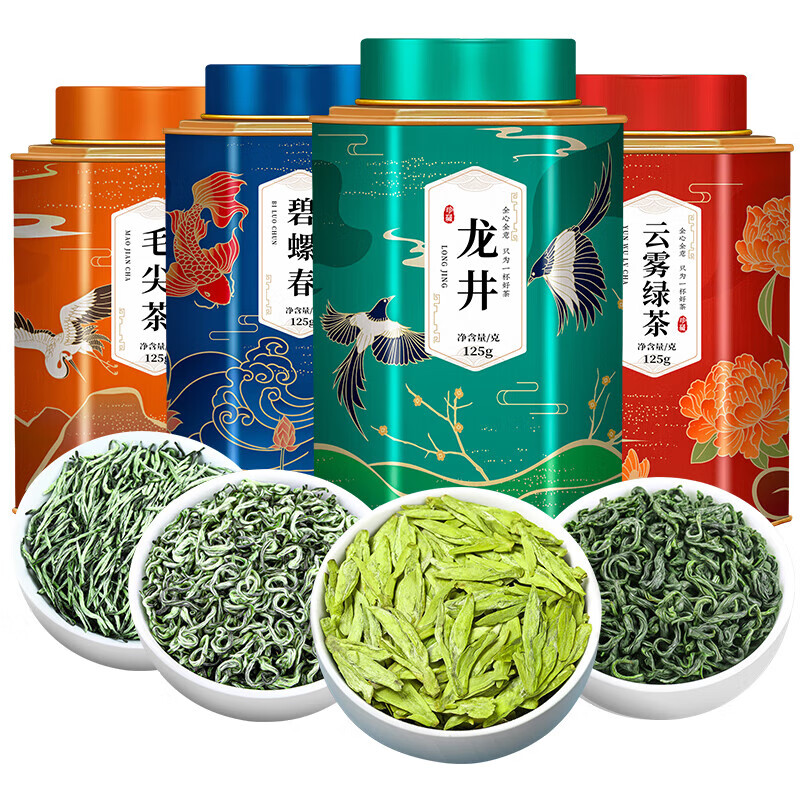 飄香韻2024新茶葉特級四大綠茶500g 明前龍井茶毛尖茶云霧碧螺春