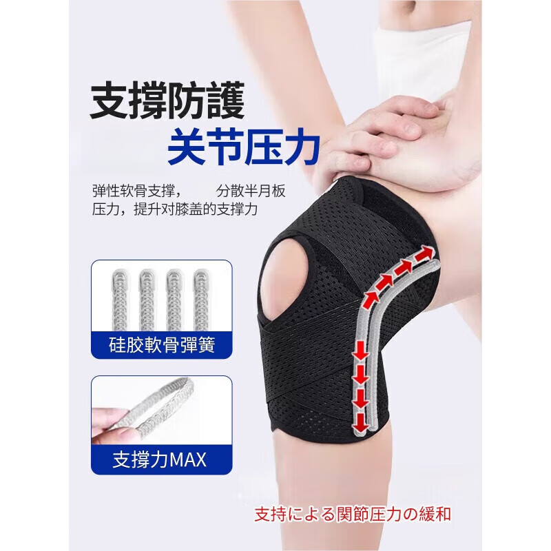 通用大码医用护膝半月板韧带损伤专用加大加肥男女士髌骨夏天用薄 一只装黑【8代医用款】膝盖/半月板损伤/运动防护/ XL【适合体重141-180斤】